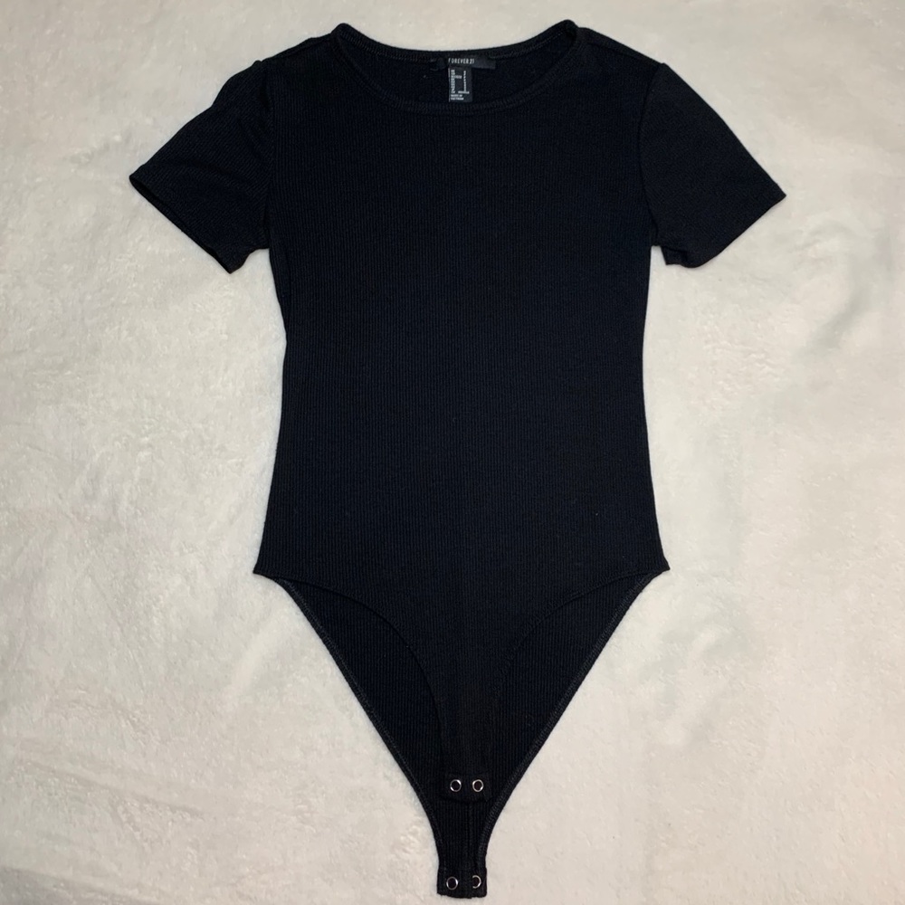 Black Ribbed Bodysuit